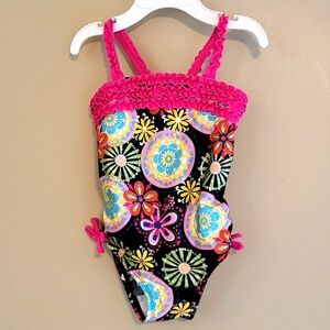 Colorful floral one piece swimsuit